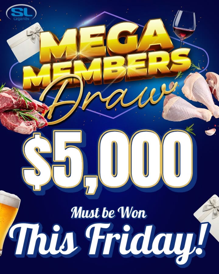 Featured image for “Mega Members Draw This Friday at Sporting Legends”