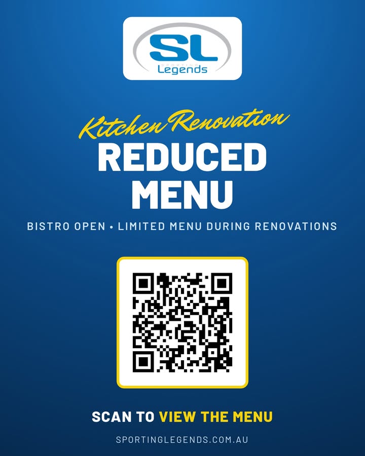 Featured image for “Reduced Menu During Kitchen Renovation at Sporting Legends”