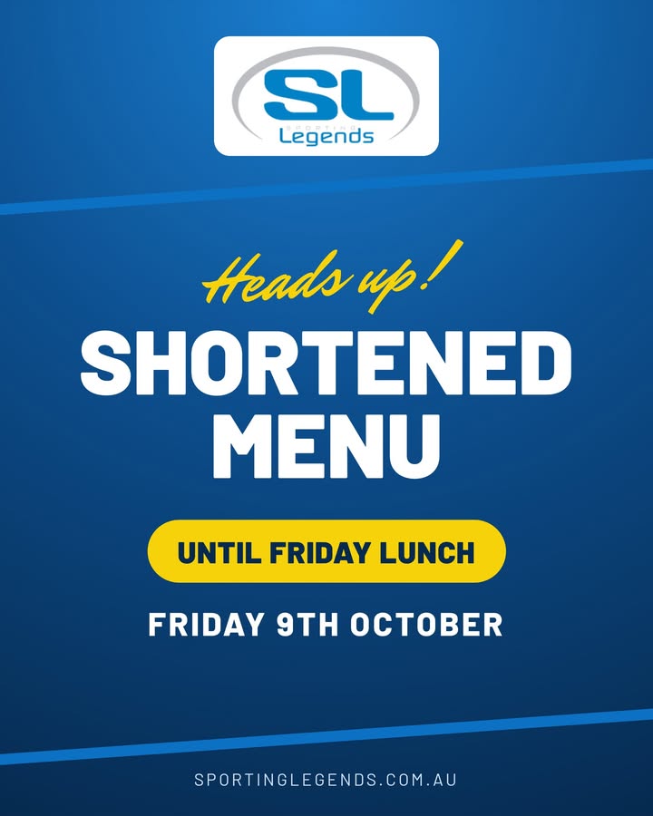 Featured image for “Shortened Bistro Menu at Sporting Legends Until Friday 9th October”